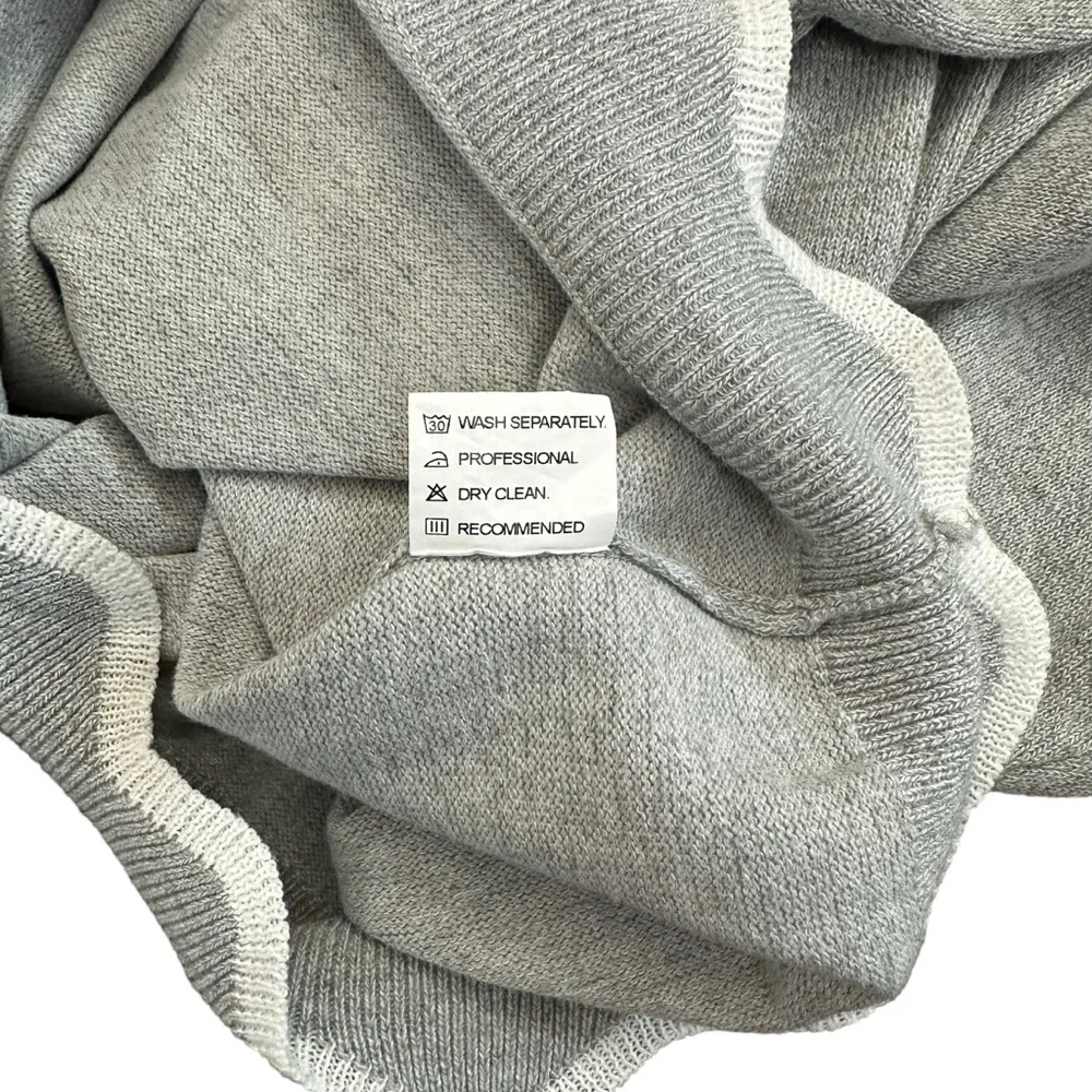 Knitted Wool Gray White Scalloped Neckline Pullover Sweater Misslook Medium - Picture 9 of 14